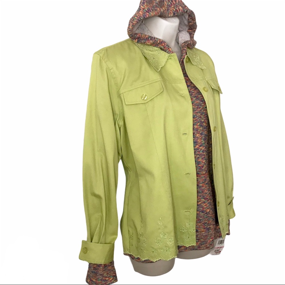 NWT Y2K Chartreuse Color Beaded Embroidered Jacket